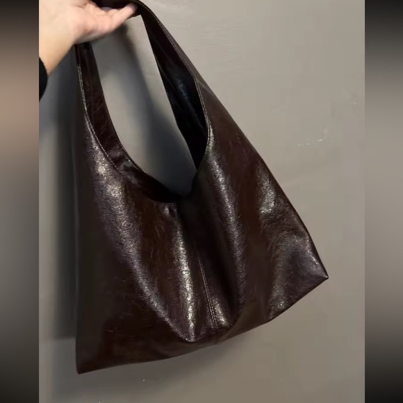 NEW - Tote Hobo Bag Coffee Color Leather Women's Shoulder Bag Bohemian Y2K Purse - Picture 6 of 6